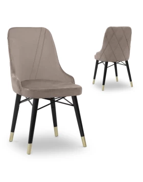 Floria Megapap dining chair velvet color beige - black/gold legs 54x48x91cm.