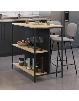 Detroit Megapap melamine bar table in sapphire oak - silky black 100x60x95cm.