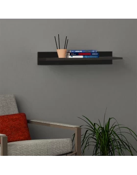 Simple Megapap melamine wall shelf in black color 60x24x10cm.