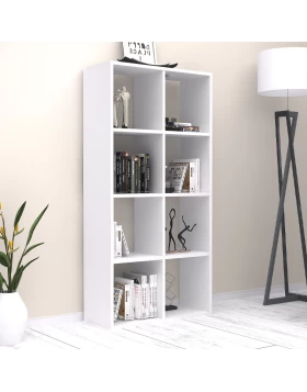 Anser Megapap melamine bookcase in whie color 69.8x29x142cm.