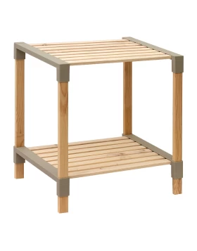 Side table - Floor shelf wooden - plastic color natural - beige 41x33x45cm.