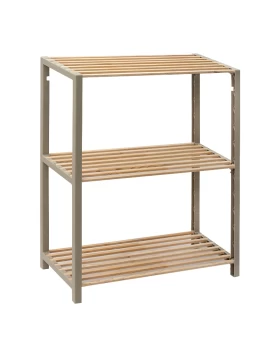 Side table - Floor shelf wooden - plastic color natural - beige 65x29x78cm.