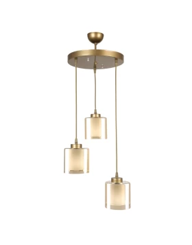 Kenedy Megapap E27 metallic - glass three-light ceiling light in gold color 30x30x95cm.