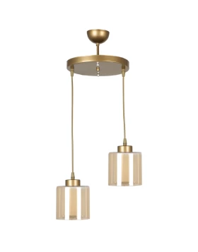 Kenedy Megapap E27 metallic - glass two-light ceiling light in gold color 25x25x80cm.