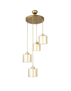 Kenedy Megapap E27 metallic - glass four-light ceiling light in gold color 35x35x100cm.