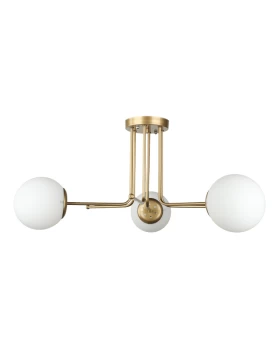 Maxidex Megapap Ε27 metal - glass ceiling light in gold color Ø70x50cm.