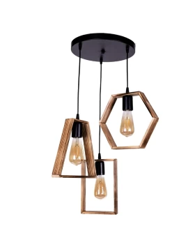 Esela II Megapap E27 wooden/metallic ceiling three-light in natural - walnut color 45x40x80cm.