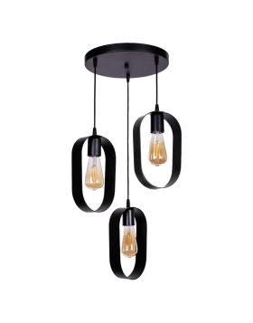 Mordo Megapap metallic ceiling three-light in black color 40x40x70cm.