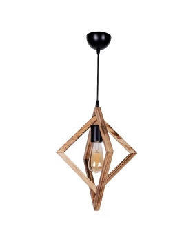 Tropea Megapap E27 wooden ceiling light in natural - walnut color 40χ30x80cm.