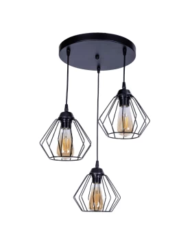 Bart Megapap E27 metallic ceiling three-light in black color 40x40x80cm.