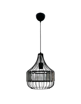 Merlin Megapap E27 metallic - glass ceiling light in black color Ø28x80cm.