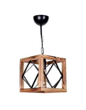 Vera Megapap E27 wooden ceiling light in natural - black color 20x20x50cm.