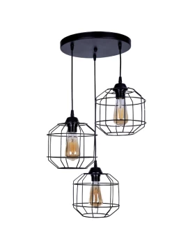 Rago Megapap E27 metallic ceiling three-light in black color 50x40x80cm.