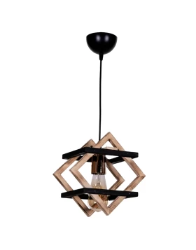 Legno Megapap E27 wooden ceiling light in natural - black color 25χ18x70cm.