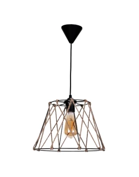 Andro Megapap E27 metallic - rope ceiling light in black - natural color Ø30x70cm.