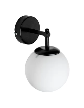 Vito Megapap E27 metal - glass wall lamp in white - black color 12x20x25cm.