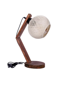 Rope Megapap E27 wooden - rope table lamp in beige - walnut color Ø17x40cm.