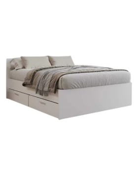 Montana Megapap melamine bed with drawers in white color 160x200cm.