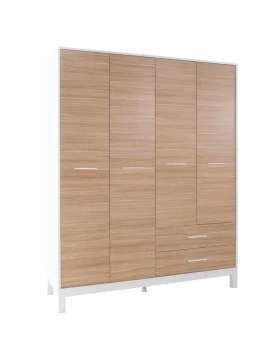 London Megapap 4 doors melamine wardrobe in oak - white color 159x52x202cm.