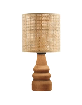 Tino Megapap E27 pe rattan/wooden table lamp in natural/brown color Ø15x32cm.