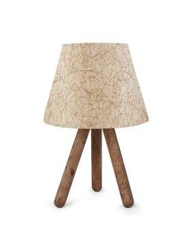 Lander Megapap E27 fabric/Pvc/wooden table lamp in golden beige/brown color 22x17x33cm.