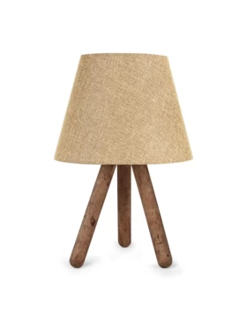 Lander Megapap E27 fabric/Pvc/wooden table lamp in beige/brown color 22x17x33cm.