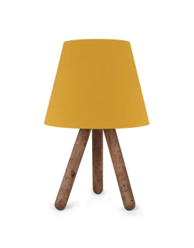 Lander Megapap E27 fabric/Pvc/wooden table lamp in yellow/brown color 22x17x33cm.