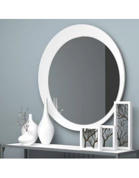 Moon Megapap melamine wall mirror in white color Ø88x2,2cm.