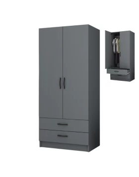 Ricardo Megapap two doors melamine wardrobe in anthracite color 80x51,8x181cm.