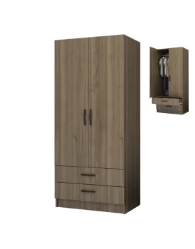 Ricardo Megapap two doors melamine wardrobe in walnut color 80x51,8x181cm.