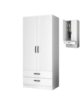 Ricardo Megapap two doors melamine wardrobe in white color 80x51,8x181cm.