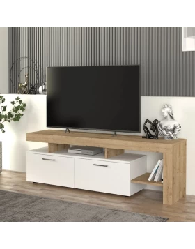 Έπιπλο τηλεόρασης Acnes Megapap χρώμα λευκό - sapphire oak 160x40x53εκ.