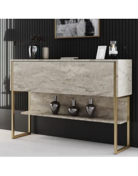 Μπουφές Luxe Megapap χρώμα travertine - χρυσό 120x30x80εκ.