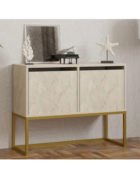 Zermat Megapap melamine buffet in beige travertine - gold color 90x34x70cm.