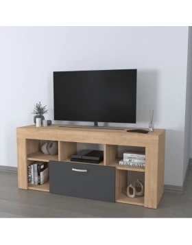 Έπιπλο τηλεόρασης Midili Megapap χρώμα sapphire oak - ανθρακί 135x42x60,7εκ.