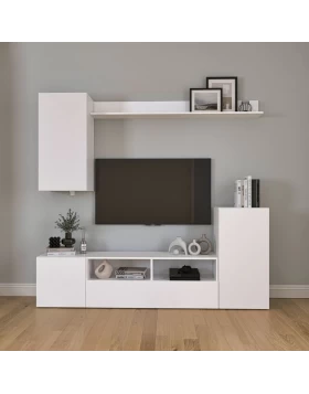 Rodos Megapap melamine tv unit in white color 210.2x36x90.4cm.