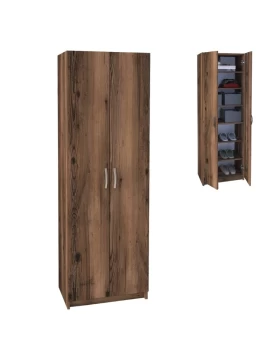 Renso Megapap melamine 2 doors wardrobe - shoe cabinet in smoked walnut color 59,8x37,8x178,5cm.