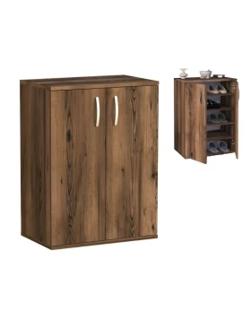 Manolo Megapap melamine shoe cabinet in smoked walnut color 60x38x81.4cm.