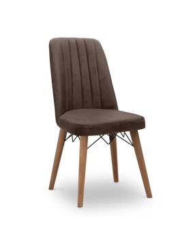 Carla Megapap dining chair velvet color brown - walnut legs 45x46x90cm.