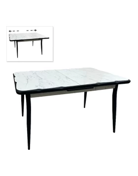 Karen Megapap MDF - metal table extendable color white - black 130/160x80x75cm.