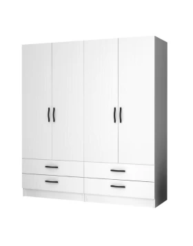 Ricardo Megapap four doors melamine wardrobe in white color 160x51,8x181cm.