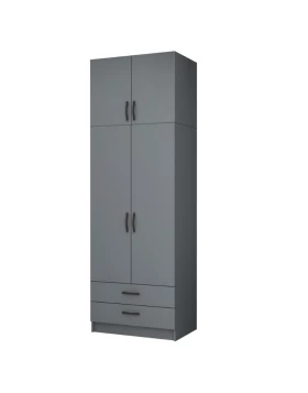 Ricardo Megapap two doors melamine wardrobe with cabinet in anthracite color 80x51,8x240cm.