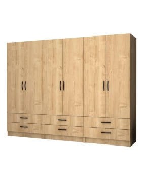 Ricardo Megapap six doors melamine wardrobe in oak color 240x51,8x181cm.