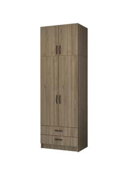 Ricardo Megapap two doors melamine wardrobe with cabinet in walnut color 80x51,8x240cm.