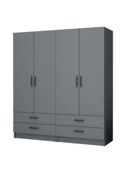 Ricardo Megapap four doors melamine wardrobe in anthracite color 160x51,8x181cm.