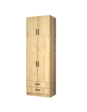 Ricardo Megapap two doors melamine wardrobe with cabinet in oak color 80x51,8x240cm.