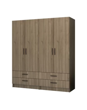 Ricardo Megapap four doors melamine wardrobe in walnut color 160x51,8x181cm.