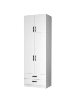 Ricardo Megapap two doors melamine wardrobe with cabinet in white color 80x51,8x240cm.