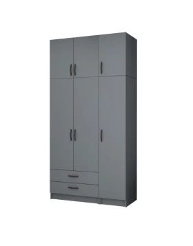 Ricardo Megapap three doors melamine wardrobe with cabinet in anthracite color 120x51,8x240cm.