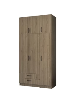 Ricardo Megapap three doors melamine wardrobe with cabinet in walnut color 120x51,8x240cm.